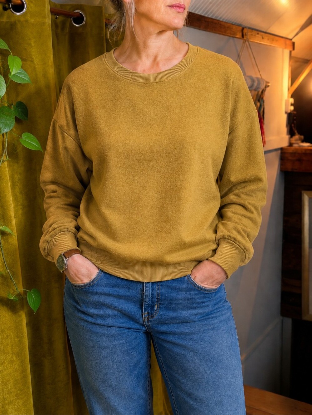 American Eagle “Ahh-Mazingly Soft” Fleece Sweatshirt | Mustard Olive | Oversized